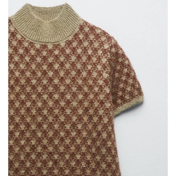 ZARA Gold Button Knit Dress S - Picture 7 of 8